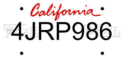4JRP986 California License Plate