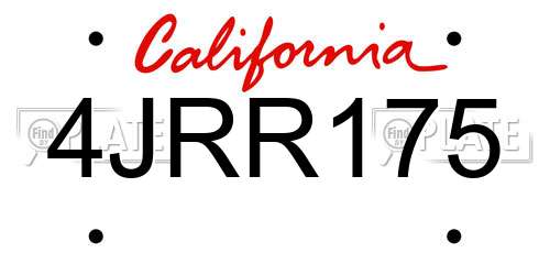 4JRR175 California License Plate