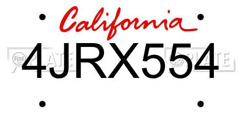 4JRX554 California License Plate