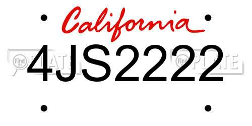 4JS2222 California License Plate