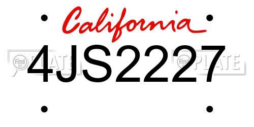 4JS2227 California License Plate