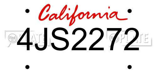 4JS2272 California License Plate