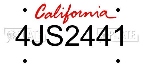 4JS2441 California License Plate