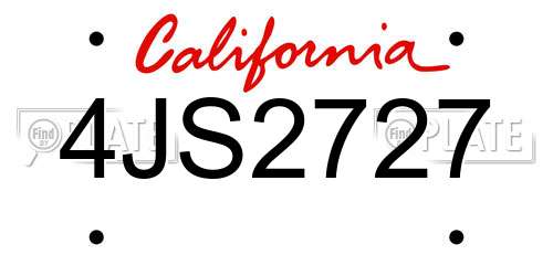 4JS2727 California License Plate