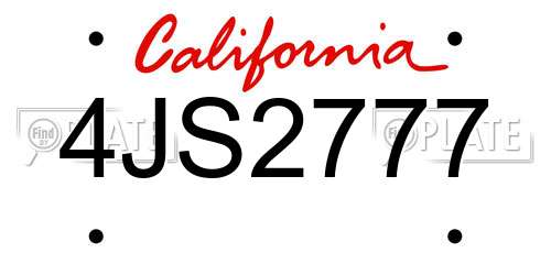 4JS2777 California License Plate