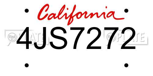 4JS7272 California License Plate