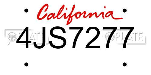4JS7277 California License Plate