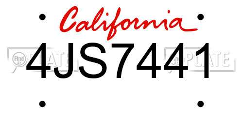4JS7441 California License Plate