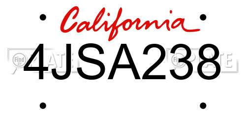 4JSA238 California License Plate