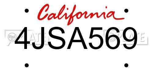 4JSA569 California License Plate