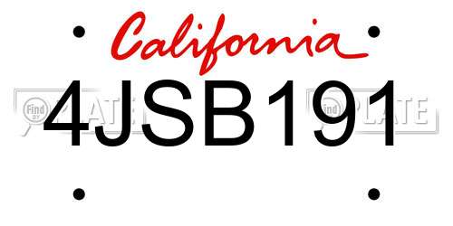 4JSB191 California License Plate
