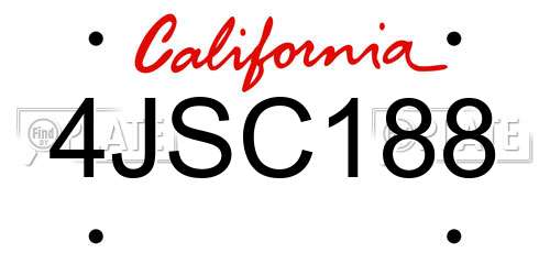 4JSC188 California License Plate