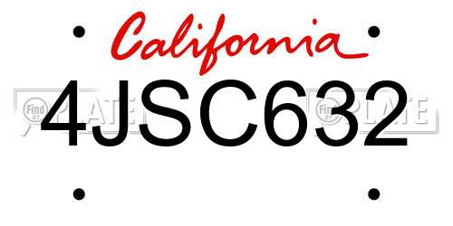 4JSC632 California License Plate