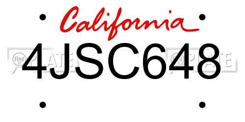 4JSC648 California License Plate