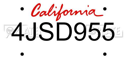 4JSD955 California License Plate
