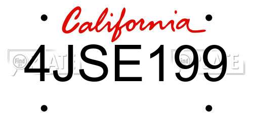 4JSE199 California License Plate