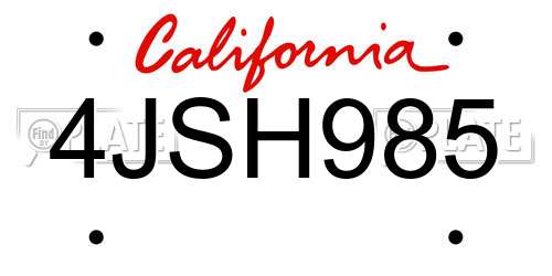 4JSH985 California License Plate