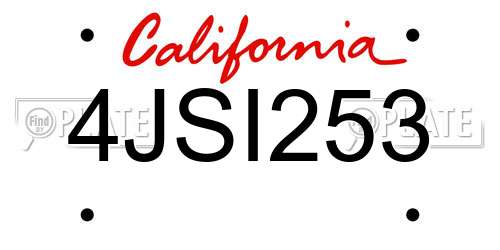 4JSI253 California License Plate
