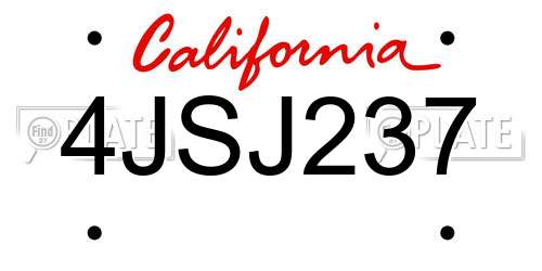 4JSJ237 California License Plate