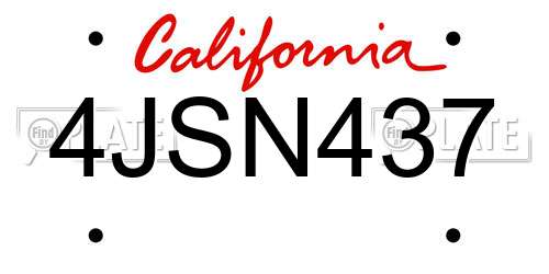 4JSN437 California License Plate