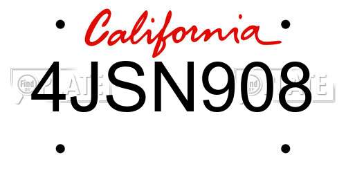 4JSN908 California License Plate