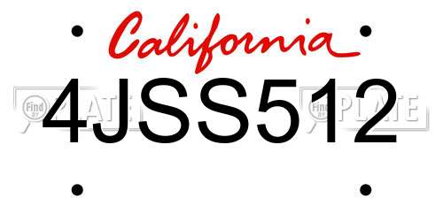 4JSS512 California License Plate