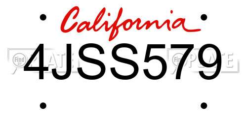 4JSS579 California License Plate