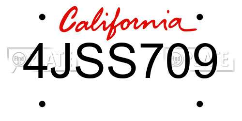 4JSS709 California License Plate