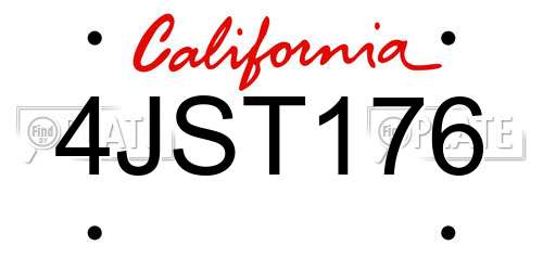 4JST176 California License Plate