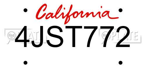 4JST772 California License Plate