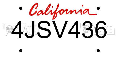 4JSV436 California License Plate
