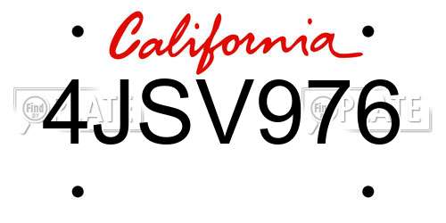4JSV976 California License Plate