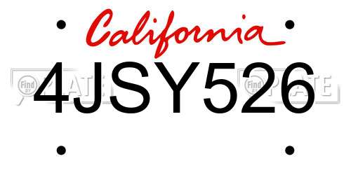 4JSY526 California License Plate