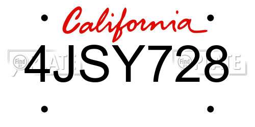 4JSY728 California License Plate
