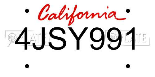 4JSY991 California License Plate