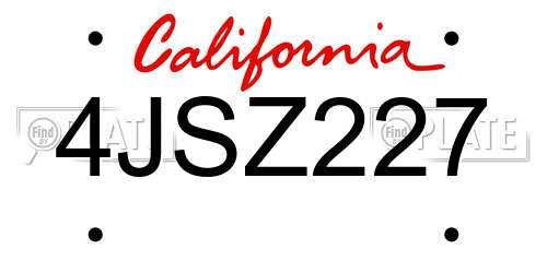 4JSZ227 California License Plate