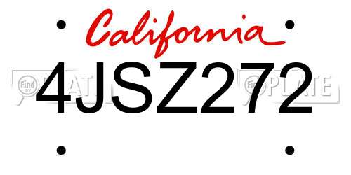 4JSZ272 California License Plate