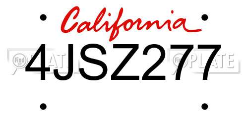 4JSZ277 California License Plate