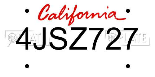 4JSZ727 California License Plate