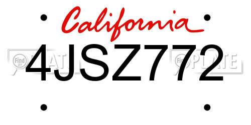 4JSZ772 California License Plate