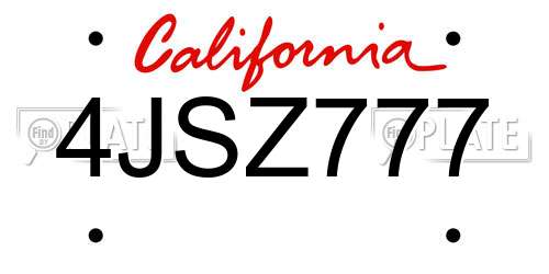 4JSZ777 California License Plate