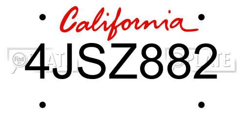 4JSZ882 California License Plate