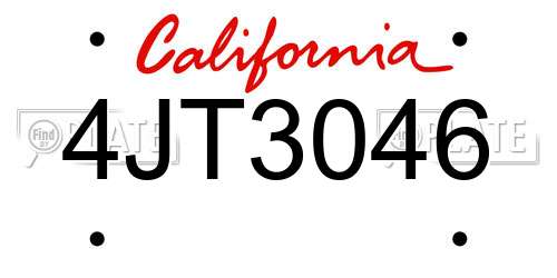 4JT3046 California License Plate