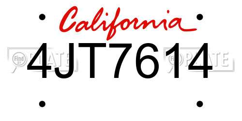 4JT7614 California License Plate