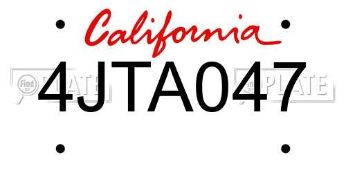 4JTA047 California License Plate