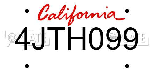 4JTH099 California License Plate