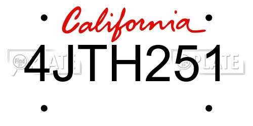 4JTH251 California License Plate