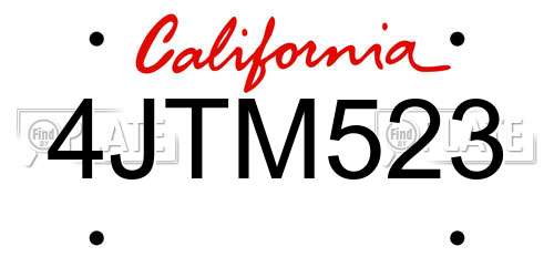 4JTM523 California License Plate