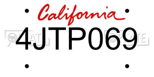 4JTP069 California License Plate