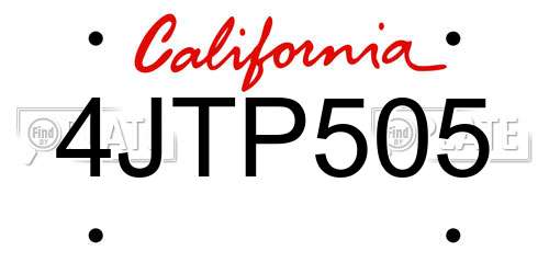 4JTP505 California License Plate